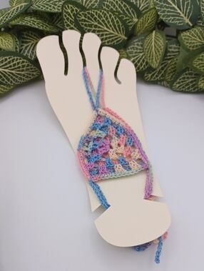 Handmade Crochet Barefoot Sandal in Pastel Rainbow